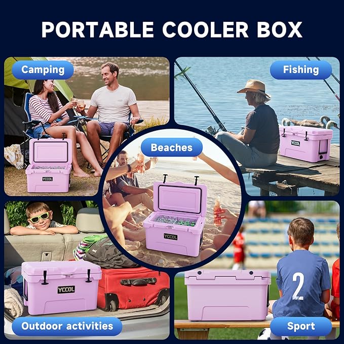 48 Quart Cooler with 72 Hours Ice Retention, Large Insulated Cooler with Built-in Bottle Opener & Drain Plug, Duty Outdoor Cooler for Camping, Beach, Picnic, Fishing, Barbecue