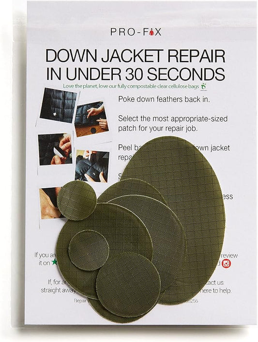 Self-Adhesive Waterproof Repair Patch Kit - 30-Second Fix for Down Jackets, Tents, Sleeping Bags, Backpacks, Outdoor and Camping Gear - Pre-Cut Nylon Ripstop Patches, Multiple Colors - Olive Green