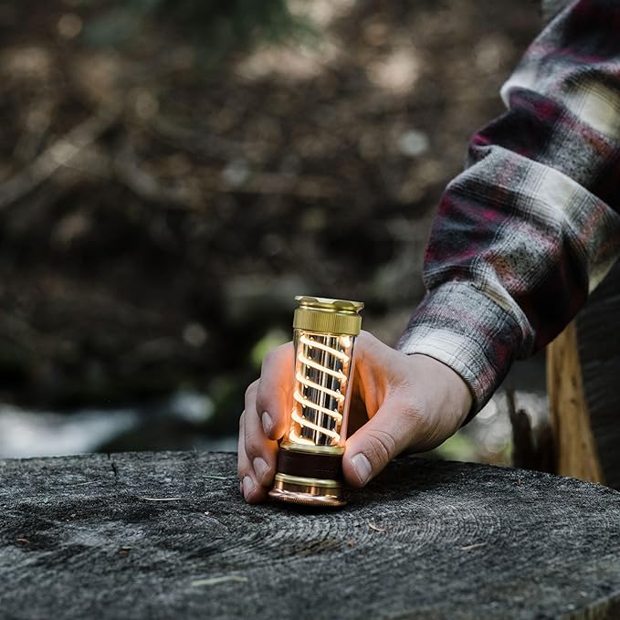 Barebones Edison Light Stick – Brass, USB Rechargeable LED Lantern and Flashlight with 7 Modes, 40+ Hour Run Time, Camping Essentials with Magnetic Base