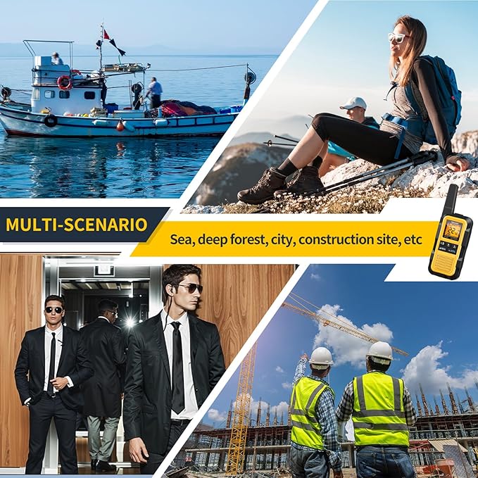 G2Pro+ IP67 Waterproof Floating Walkie Talkies with Double PTT, FM Radio, SOS & NOAA Weather Alerts, 2W Long Range Two-Way Radios for Adults, VOX Enabled, Rechargeable Lithium Battery (4 Pack)
