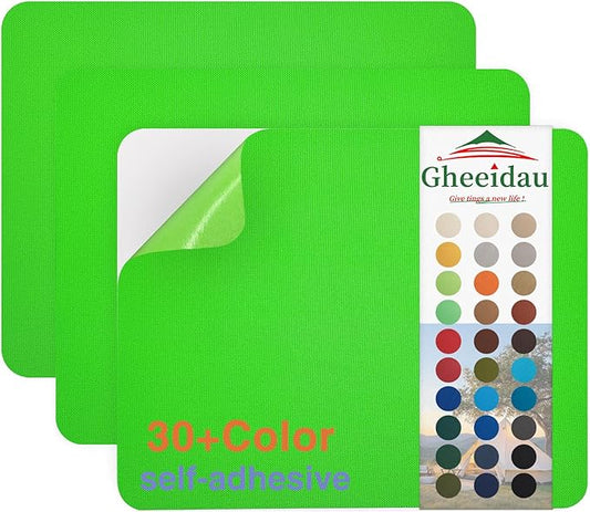 Canvas Repair Patch 9×11 Inch 3Pcs Waterproof Self-Adhesive Fabric Repair Patch for Tents,Boat Cover,Pop Up Canopy,Patio,Bags,Car Seats,Sofas,Furniture Cover(Fluro Green)