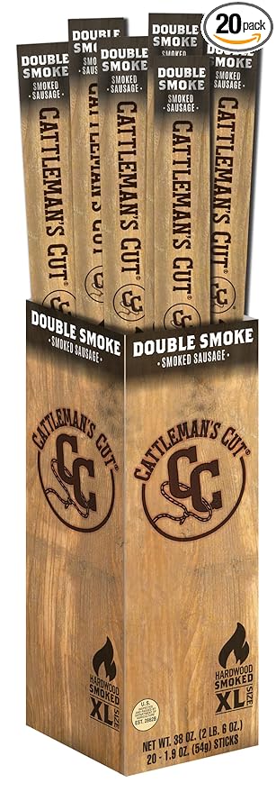 Cattleman's Cut Double Smoked Sausages, XL Size, 1.9 Ounce (Pack of 20)