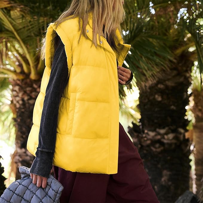 Ainangua Women's Puffer Vest Stand Collar Zipper Sleeveless Jackets Winter Lightweight Vests Warm Padded Jacket Coat