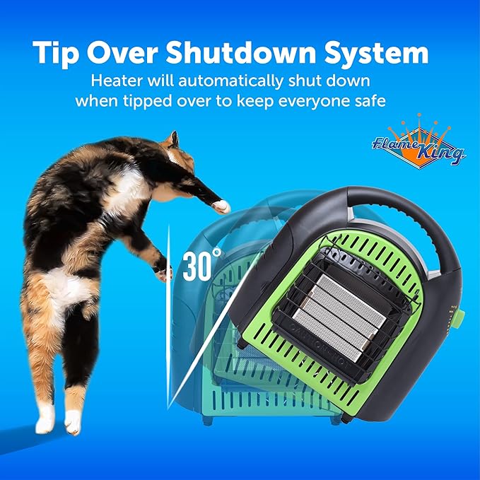 Flame King YSN-CHS10 10,000 BTU Propane Space Radiant Portable Heater Indoor* & Outdoor for Camping, Garage, Ice Fishing, Patio, Green/Black 10K