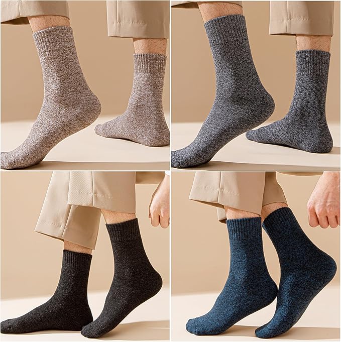 Josnown 5 Pairs Wool Socks Mens, Thick Warm Winter Thermal Cozy Boot Socks