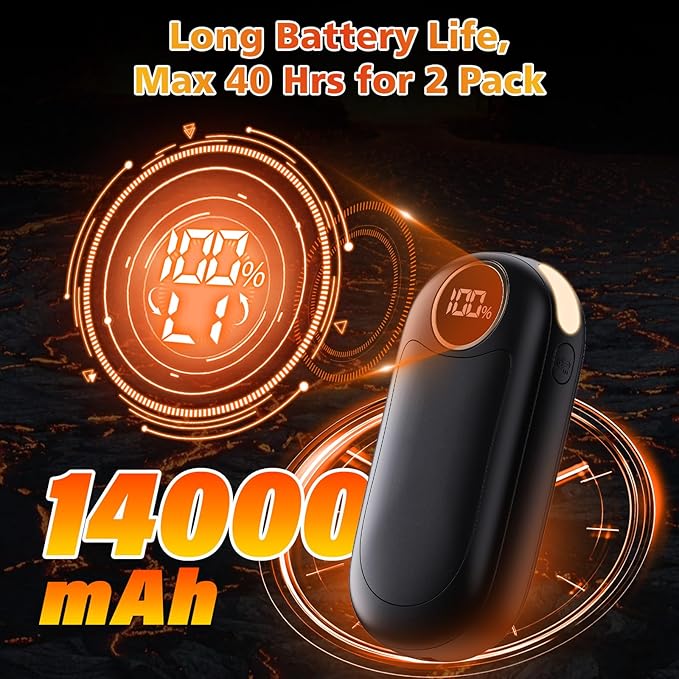 Hand Warmers Rechargeable 2 Pack, Dual Sided Electric Hand Warmer, 20Hrs Warmth, 8 Heating Mode, Portable Charging Pocket Heater for Men, Women, Raynauds, Camp, Hunting, Golf