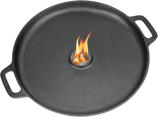 Onlyfire Cast Iron Griddle Pan for Rocket Stoves, Charcoal & Gas Grills - Nonstick Round Grill Pan with Handles for Stovetops