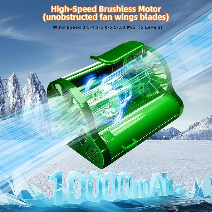 Portable Waist Fan Clip on Wearable Belt Personal Fans, Mini Personal Fans,5 Speeds 12000RPM, 12H Cooling Shirt Fan with Neck Fans Hanging Hands-Free for Outdoor Camping Travel Jobsite