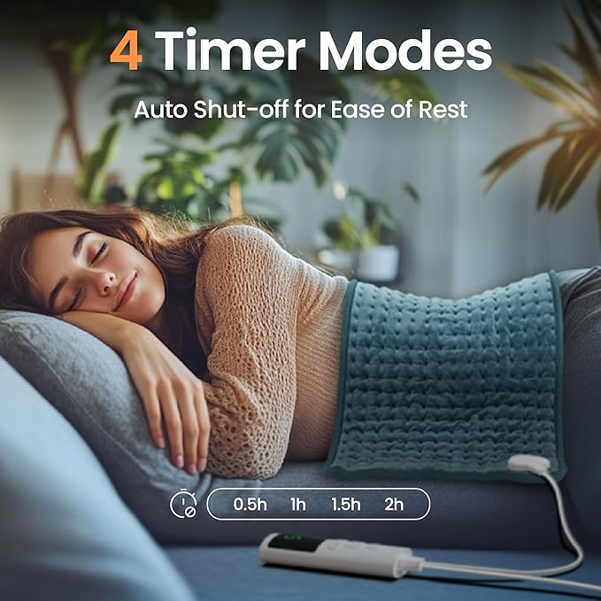 Heating Pad for Back Pain, 12''×24'' Heating Pad for Period Cramps Neck Shoulder Knee Leg with 9 Heat Settings Auto Shut-Off and Rapid-Heating, Ideal Gift for Family and Friends, Blue