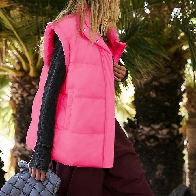 Ainangua Women's Puffer Vest Stand Collar Zipper Sleeveless Jackets Winter Lightweight Vests Warm Padded Jacket Coat