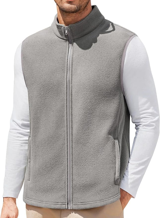 COOFANDY Mens Polar Fleece Vest Lightweight Sleeveless Jacket Warm Zip up Outerwear Vests with Zipper Pockets for Hiking