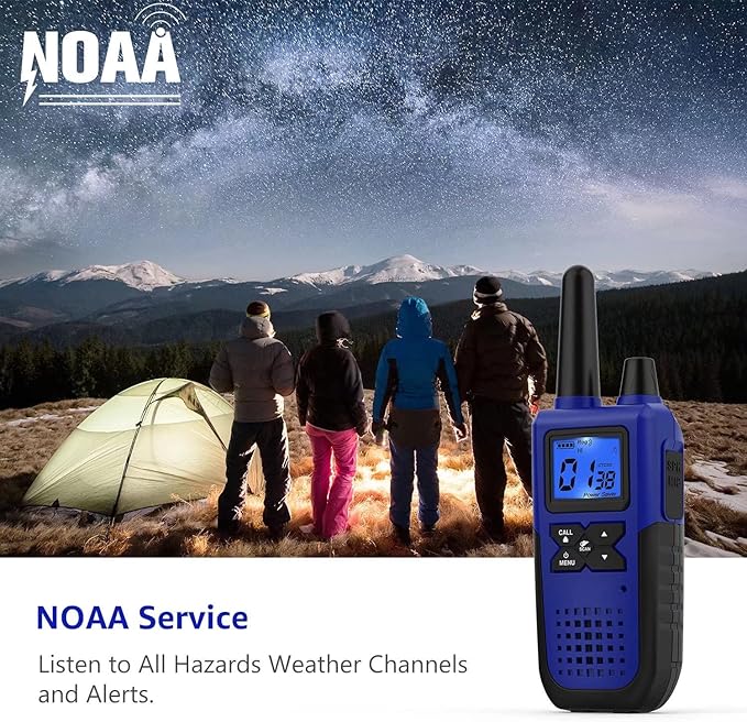 Walkie Talkies for Adults Long Range Rechargeable with Earpiece NOAA Weather Alert, Multi-purpose 2 Way Radio 5 Pack for Team Work Senior Care Kid Adventure Family Camping Hiking Skiing Cruise