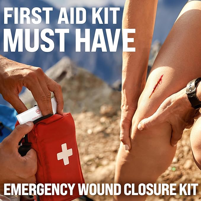Emergency Wound Closure Strips - 11pk - 2 Types Easy to Use Butterfly Bandages - Stitchless & Painless Laceration Closure Kit