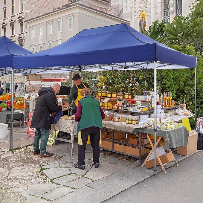 COBIZI 10x15 Pop Up Canopy Without Sidewall,Heavy Duty Canopy UPF 50+ All Season Wind Waterproof Commercial Outdoor Wedding Party Tents for Parties Gazebo with Carry Bag(10 x 15 ft Dark Blue)
