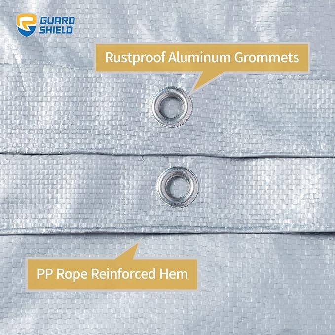 GUARD SHIELD Silver Tarp Waterproof 16x20 Feet Medium Duty All Purpose Poly Tarps Cover 7mil