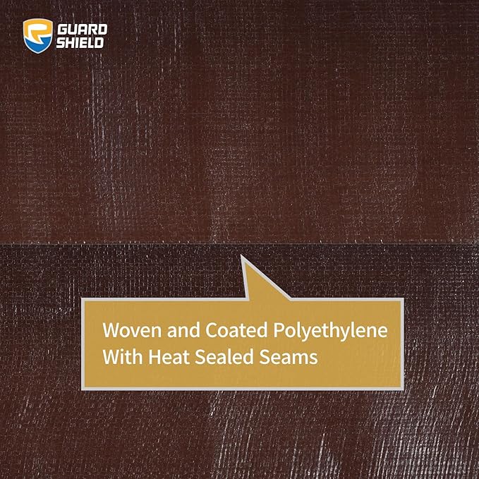 GUARD SHIELD Brown Tarp 8x10 Feet Large Plastic Tarps Heavy Duty Waterproof Outdoor Tarpaulin Cover 12mil