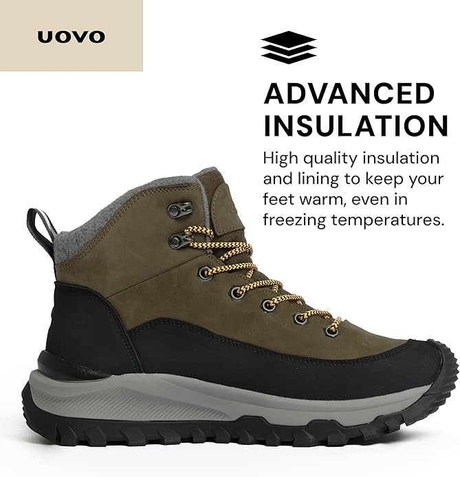 UOVO Men’s Winter Boot, Waterproof Leather