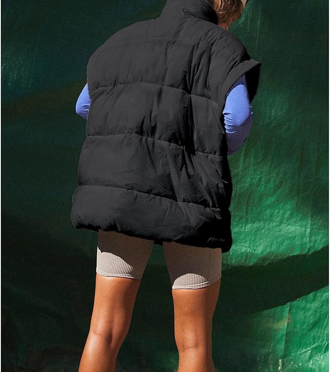 Ainangua Women's Puffer Vest Stand Collar Zipper Sleeveless Jackets Winter Lightweight Vests Warm Padded Jacket Coat