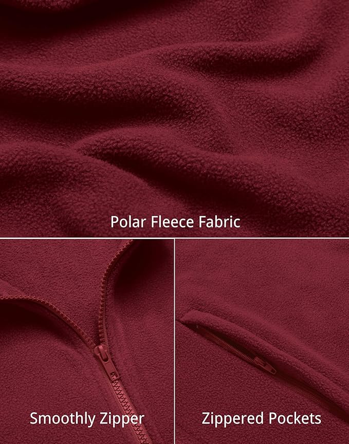 COOFANDY Mens Polar Fleece Vest Lightweight Sleeveless Jacket Warm Zip up Outerwear Vests with Zipper Pockets for Hiking