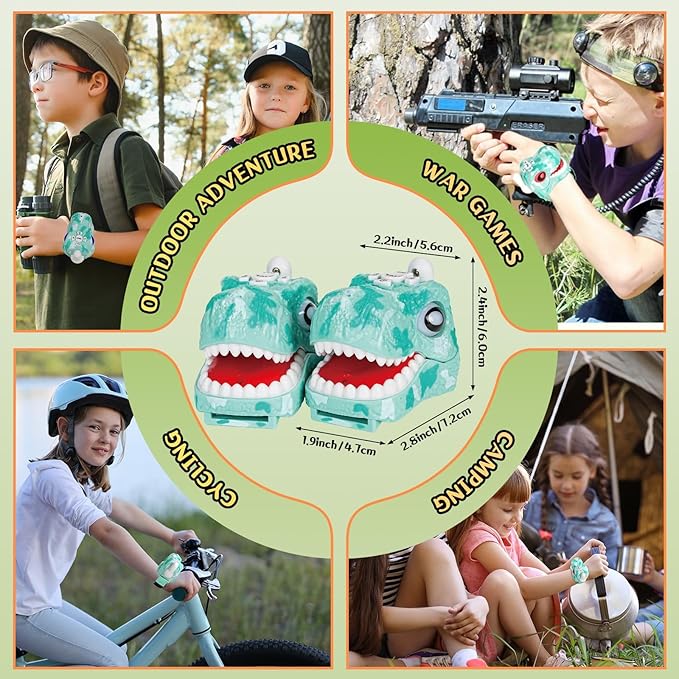 Walkie Talkies for Kids 2 Packs, Kids Toys for Boys Girls Aged 3 to 8 Years Old for Outdoor Adventure, Camping, Halloween, Christmas, Birthday Gifts (Blue, Dinosaur)