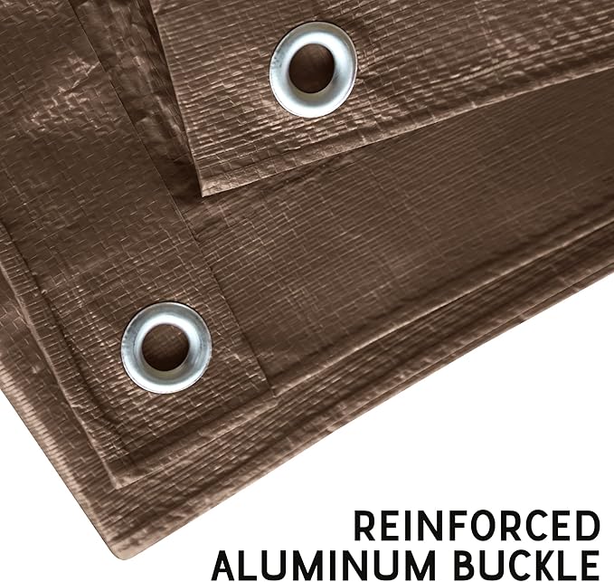 STARPYNG-7 Mil Brown/Blue 10x12 Feet Tarp-Multifunctional Waterproof Tarpaulin-Waterproof, UV Resistant, Rip and Tear Resistant, Poly Tarpaulin with Reinforced Edges for Cover