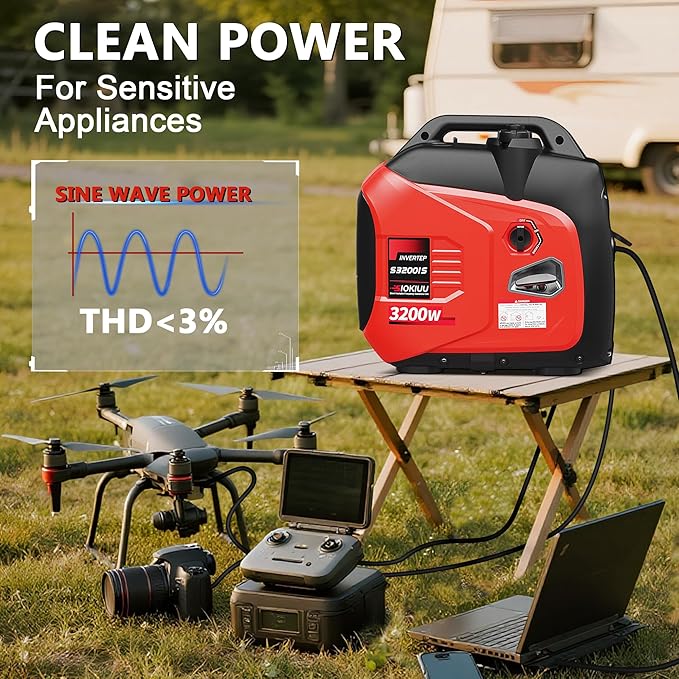 3200W Portable Generator Super Quiet Inverter Generator Ultra Lightweight for Home Backup Outdoor Camping, CO Sensor Protect, EPA, ECO Mode