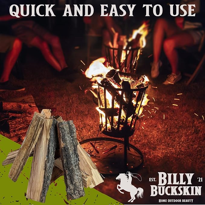18 LB. Applewood Cooking Firewood Log & 1 LB. 100% Natural Apple Wood Chips Flavor by Billy Bucksin Co., Fatwood Fire Starter Stick Included for Outdoor Cooking, Smoking, Grilling, Camping & Fire Pit