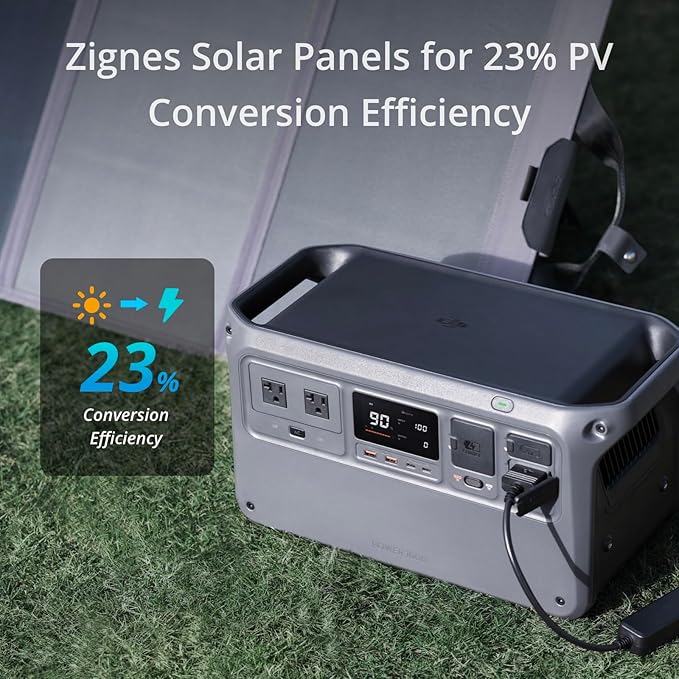 DJI Power 1000 Solar Generator Combo 200W, 4000-Cycle-Life LFP(LiFePO4) Cell, 70-Minute Fast Charging, 2200W Stable Output,Solar Generator for Home Backup, Camping & RVs, Off-grid, Power Outage