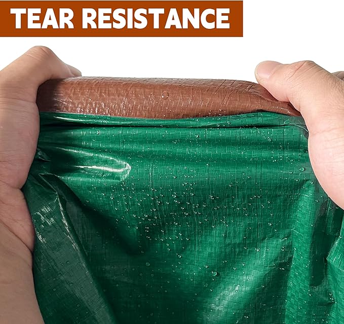 Tarp 20x30 ft 100% Waterproof 7mil Durable Grommets and Reinforced Edges,Uv Resistant,Green/Brown Tarp,Emergency Rain Shelter,Outdoor Cover and Camping Use -by MVPNET