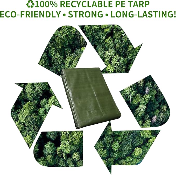 Multi Purpose Waterproof Tarp 10 x 12 Feet 5 Mil Thick Material, Waterproof, for Tarpaulin Canopy Tent, Boat, RV or Pool Cover Army Green…