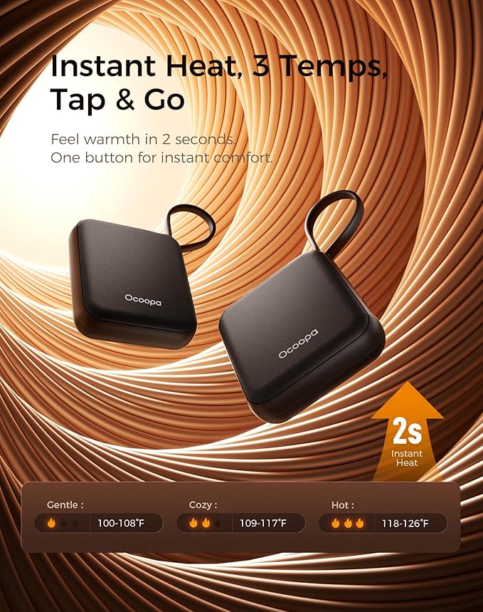 OCOOPA Hand Warmers Rechargeable - Stylish Electric Handwarmers, 2S Heating Heated Gloves for Women, Handheld Heater Portable, UL Certified, Christmas Essentials, Unique Gifts, UT5 Nano