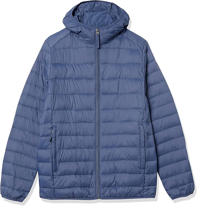 Amazon Essentials Men's Lightweight Water-Resistant Packable Hooded Puffer Jacket