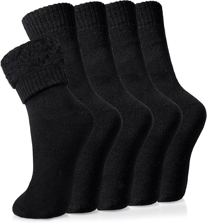 Velice Winter Warm Thermal Socks for Women Extra Thick Insulated Heated Crew Boot Socks for Cold Weather 5 Pairs