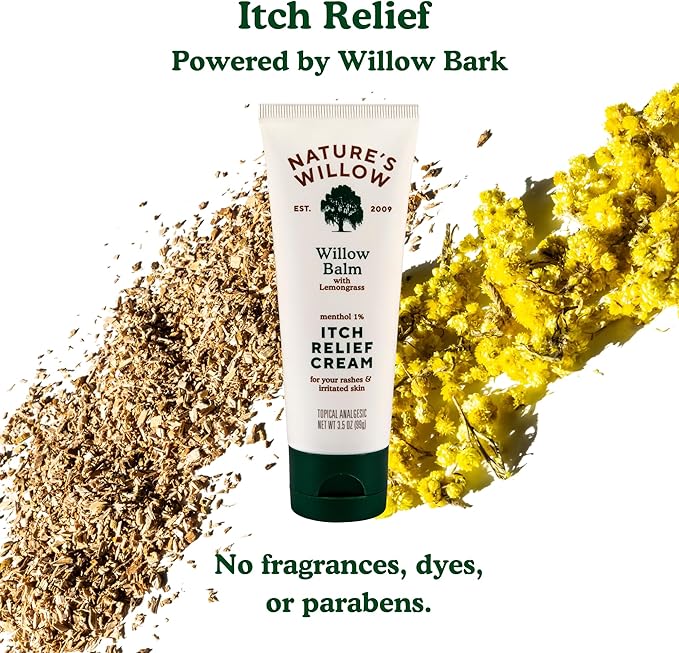 Nature's Willow Itch Relief Lotion with Willow Bark | Soothe Itch from Bug Bites, Rash, Sunburn, and More | Free from Artificial Fragrances & Dyes | Made with Essential Oils | 3.5 oz