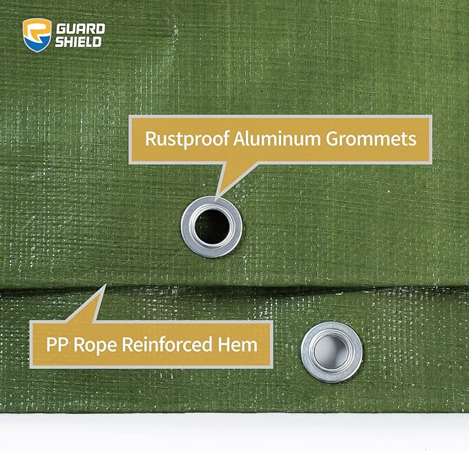 GUARD SHIELD Heavy Duty Tarp 20x40 Feet Green Multi Purpose Thick Waterproof Poly Tarp Cover 10mil