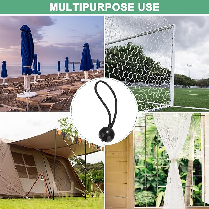 50-Pack Ball Bungee Cords, 4 Inch High Elastic Canopy Tarp Tie Down Bungee Balls for Camping/Tent/Cargo Holding Wire Hoses/Patio Umbrellas/Shelter [Black]