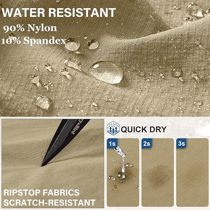 Fishing Hiking Pants for Men, Waterproof Convertible Quick Dry Pants for Wading, Lightweight Breathable