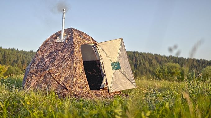 Rbm Outdoors Hot Tent with Stove Jack, Easy Setup 4 Season Winter Tents for Camping, Cold Weather Wall Double Layer Waterproof & Windproof Shelter