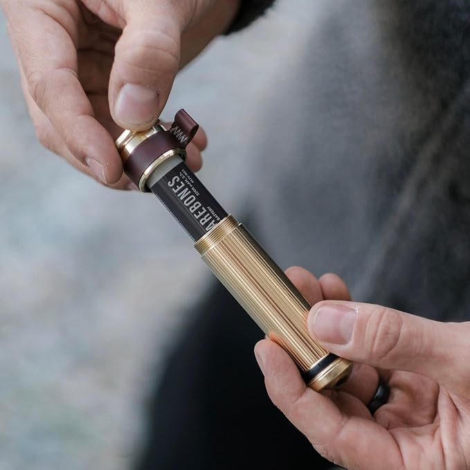 Barebones Mini Flashlight - Aluminum, Vintage-Style Rechargeable Flashlight with Adjustable Brightness, Magnetic Base, and Candle Flicker Mode – Compact Travel and Camping Light