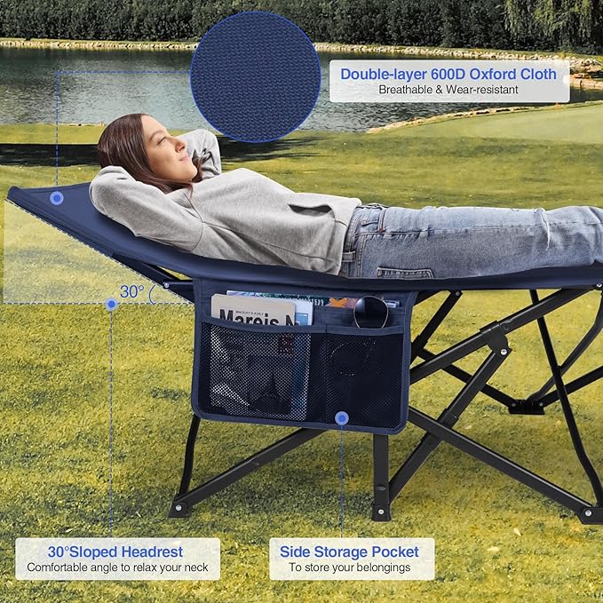 REDCAMP Oversized Heavy Duty Camping cots for Adults 500lbs, Extra Wide Tall Portable Sleeping Cots, XL Cots for Outdoor or Indoor Office, Blue