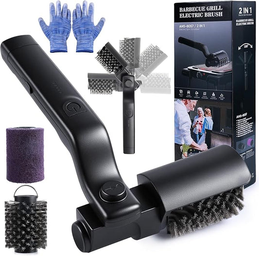 Electric Giddy Up Grill Cordless Cleaning Brush, Upgraded AS SEEN ON TV! BBQ Barbecue Scrubber, High Torque 25W Motor & MAX 400RPM, Dual Heads & Splash Guard