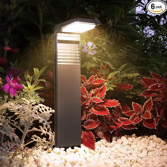 Solar Pathway Lights 6Pack with Warm White and Cool White Mode, Modern Solar Path Lights Outdoor Waterproof, Perfect Solar Lights for Backyard, Lawn, Driveway, Walkway, Garden Decorative.