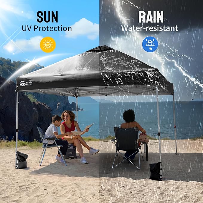 CROWN SHADES 10x10 Canopy Replacement Top - Only Compatible with Crown Shades RM100H Series, Silver Coated with Air Vent, Black (Top Only)