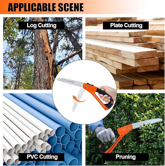 Folding Hand Saw, 8 Inch Heavy Duty High Carbon Steel Blade for Smooth Cutting, Camping, Gardening, Tree Pruning, Wood Cutting, Compact Design with Non-Slip Ergonomic Handle for Outdoor Use