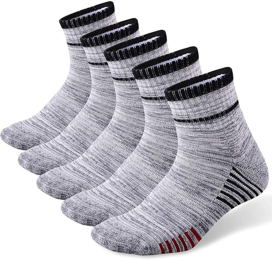 FEIDEER Men's Walking Hiking Socks, Wicking Cushion Quarter Crew Socks for Mens Outdoor Sports, 3/4/5 Pair, 6-15 Size