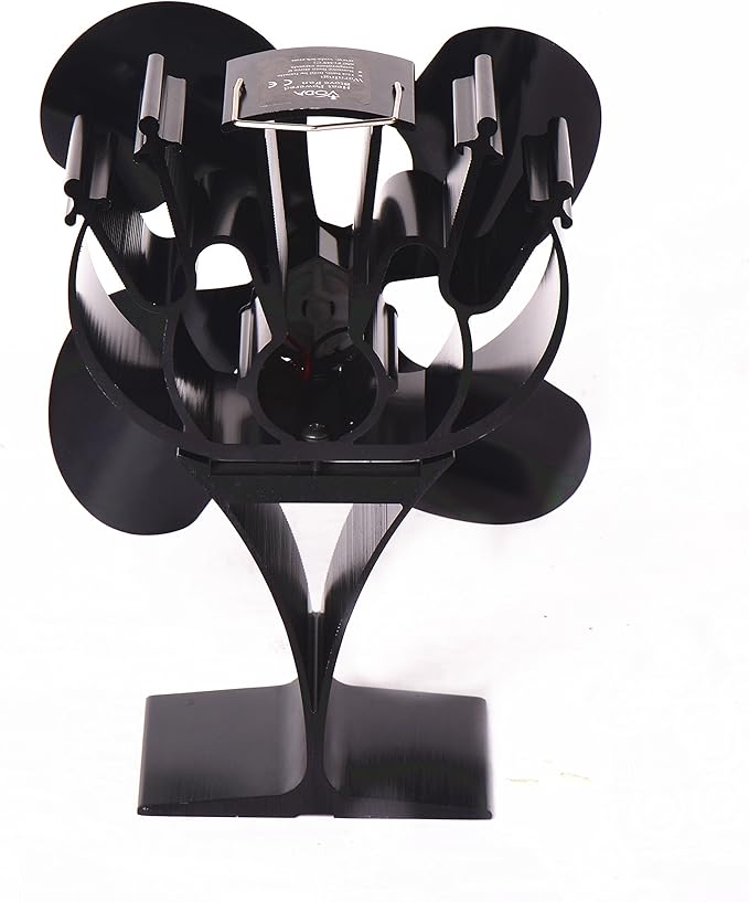 VODA Wood Stove Fan New Designed 4 Blades Heat Powered Fans for Wood Burning Stoves/Log Burner/Fireplace(Black)