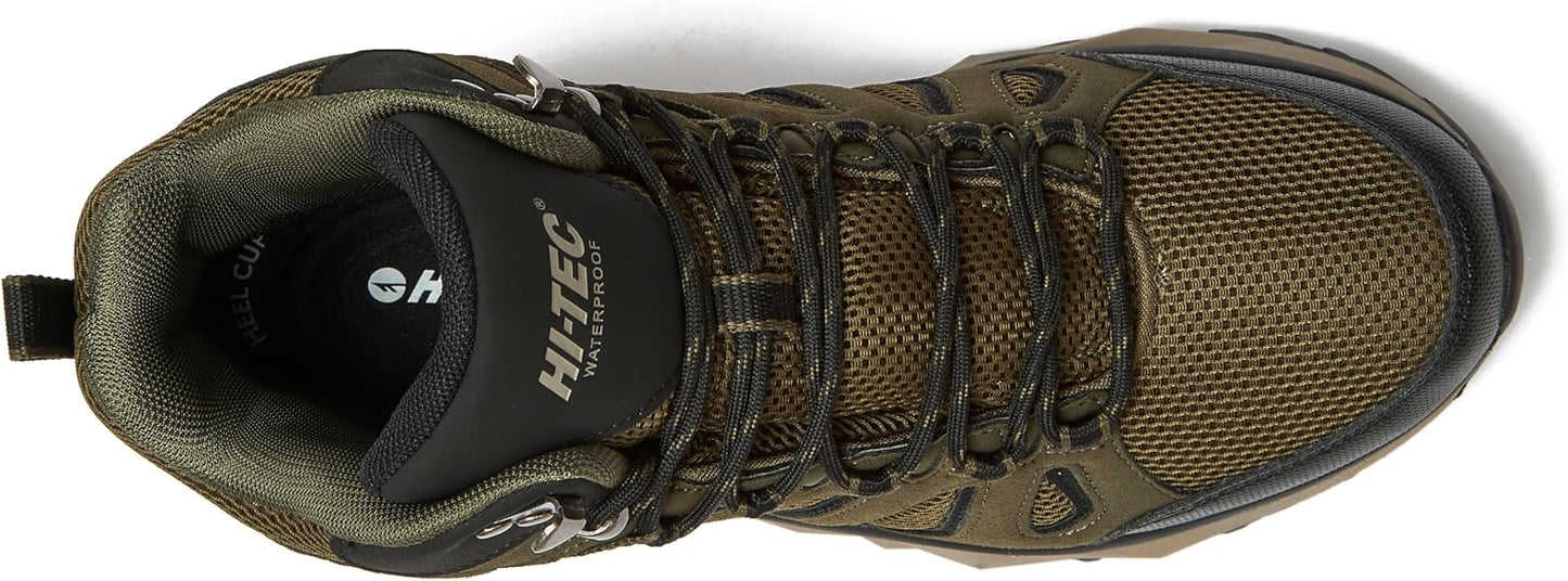 HI-TEC Valley Geo Mid Waterproof Hiking Boots for Men, Lightweight Breathable Outdoor Trekking and Trail Sneakers, Sizes 7 to 15