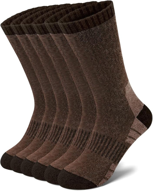 Senker Fashion Merino Wool Hiking Socks for Men, Warm Crew Socks W/Cushion Moisture Wicking for Trekking Work Outdoor