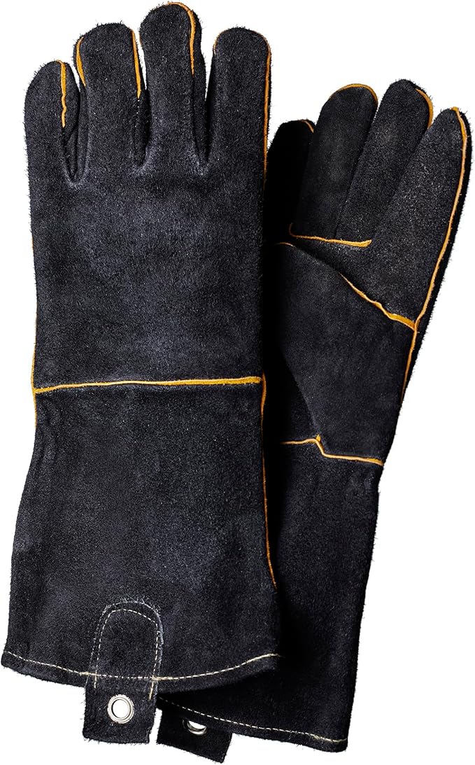 Extra Long Leather Gloves, Extreme High Heat Resistant Gloves, Rugged but Comfortable for Outdoor Cooking, Oven Use, Campfire, Bonfire, Grilling, Fire Pits, Hot Logs, Backyard BBQ by Mr Bar-B-Q 40113Y