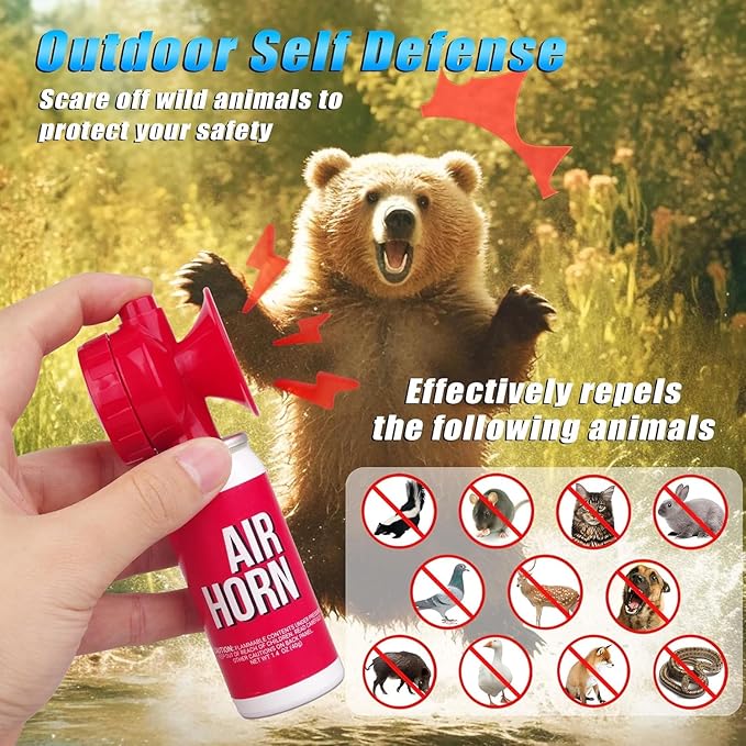Air Horn 1.4oz 2pcs, Loud Mini Safety Boat Air Horn Can, Sports Event Starting Horn, Mini Small Compressed Blow Fog Bear Air, Celebrate Victory（2,Red）